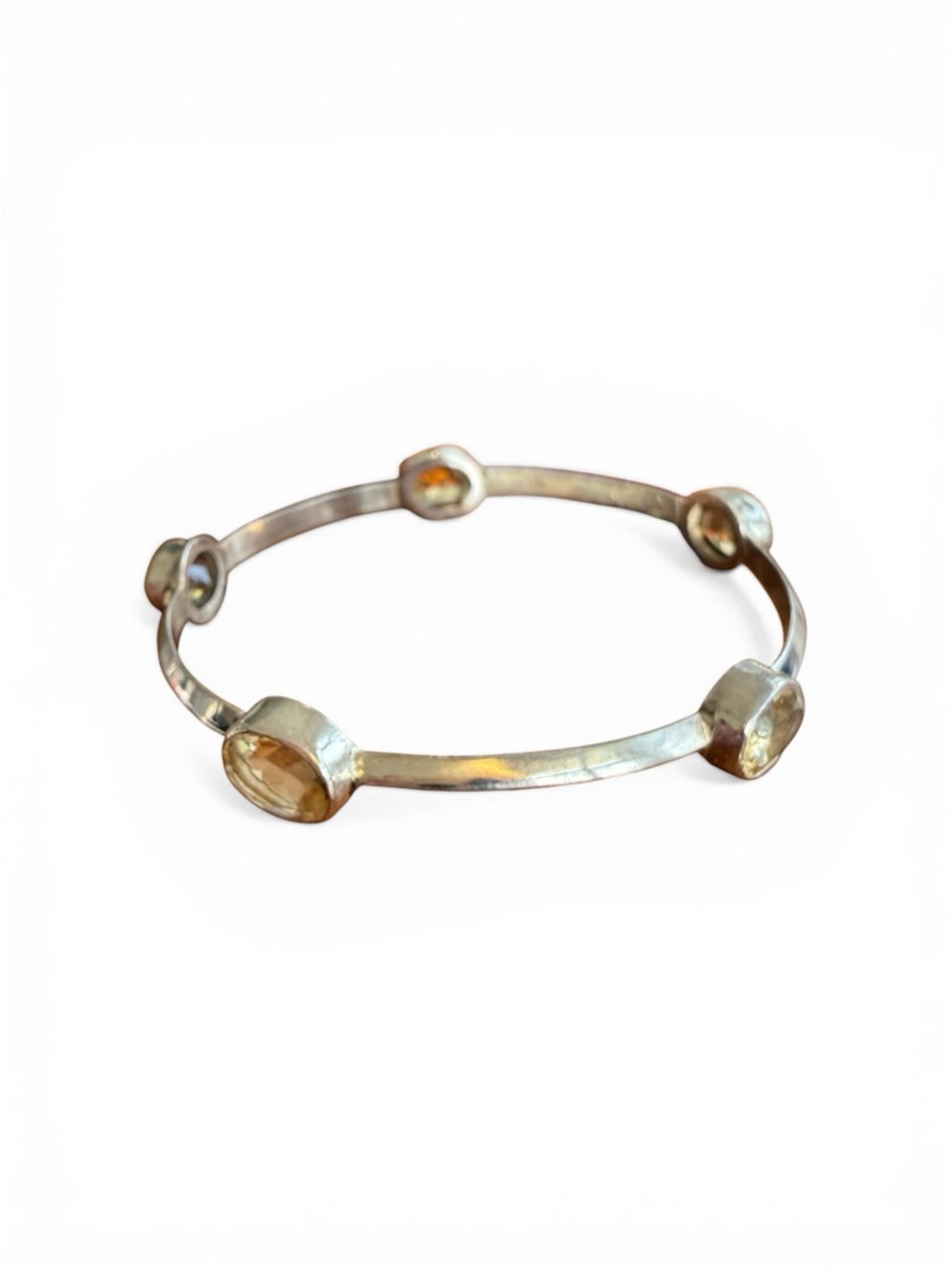 Sterling Silver Citrine Bangle Bracelet New
